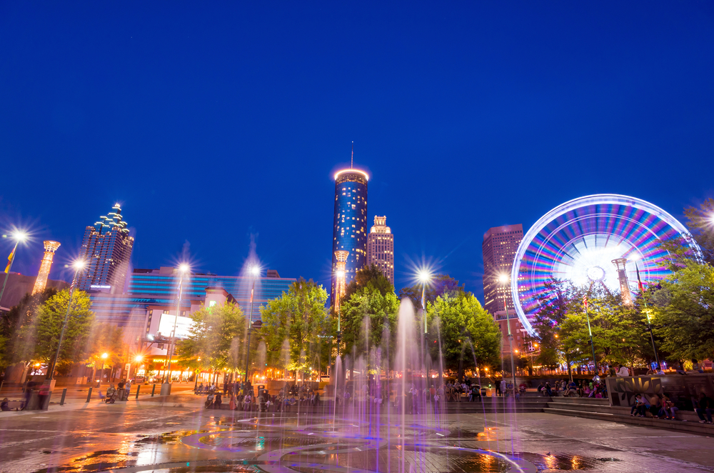 Centennial,Olympic,Park,In,Atlanta,During,Twilight,Hour,After,Sunset